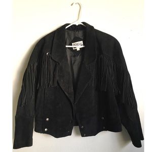Vintage Black Fringe Jacket Size M